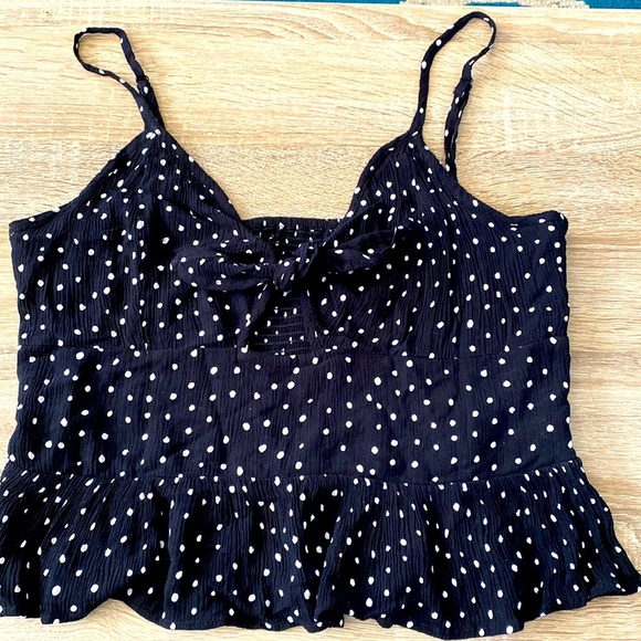 NWOT - Polka Dot - Key Hole Tie Tank Top - Size Large - Picture 2 of 6